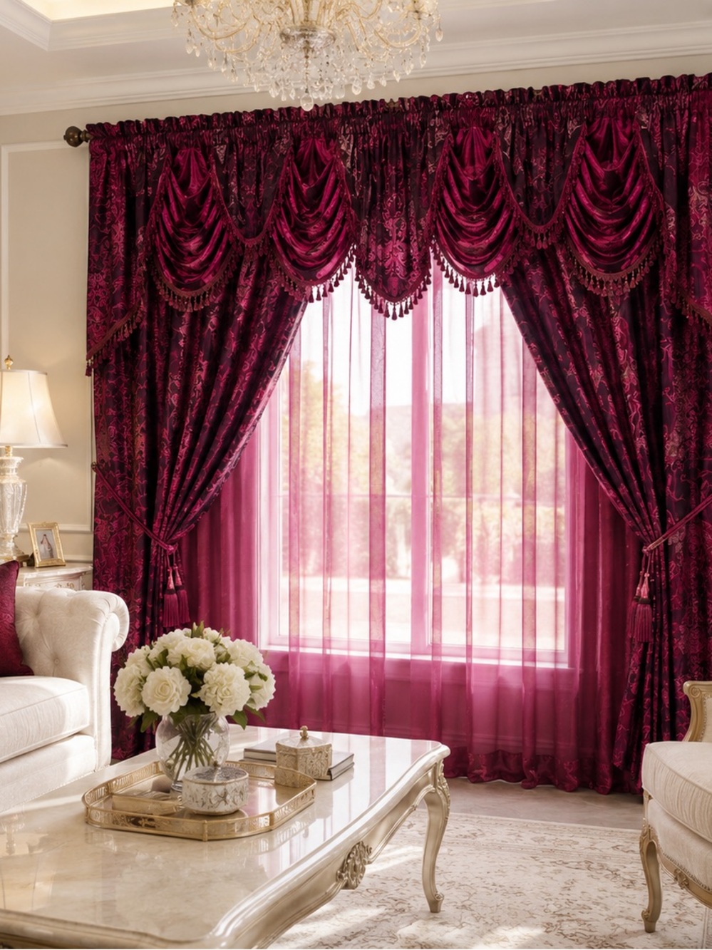 Elegant Burgundy Curtain Set – 55” W x 84” L